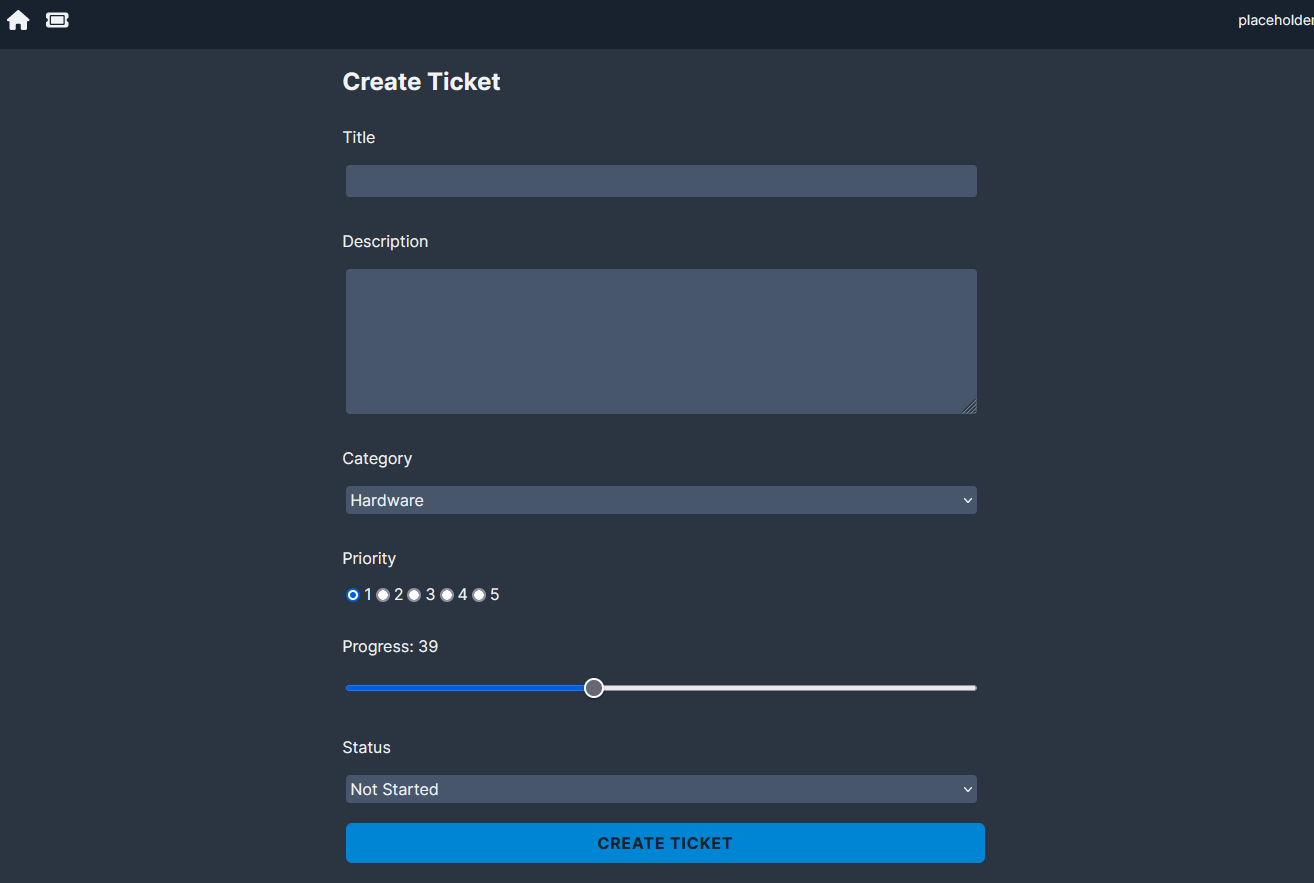 Next Js Ticket Tracker create ticket page